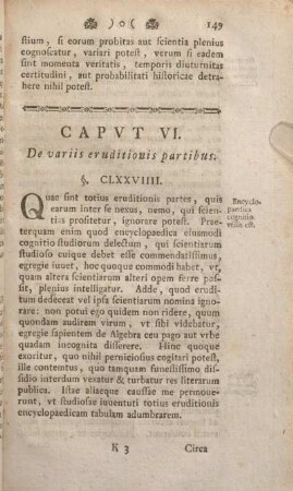 Capvt VI. De variis eruditionis partibus.