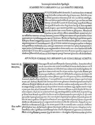 Apologia Ioannis Pici Mirandvlae Concordiae Comitis.