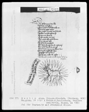 Heinrich von Laufenberg, Regimen sanitatis, deutsch — Sternbild Stier, Folio 26verso