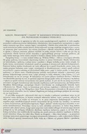 10: Rzeczy, świadomość i nazwy w badaniach etnomuzykologicznych : (na przykładzie polskiego folkloru)