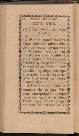 XXIII. Jour. De la Conformité à la volonté de Dieu. - XXXI. Jour. De la Ferveur dans le Service de Dieu.