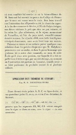 Application d'un théorème de Stewart.