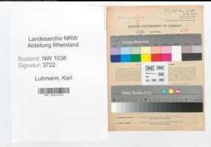 Entnazifizierung Karl Luhmann , geb. 13.06.1900 (Lokfuehrer)