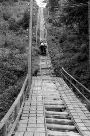 Wieden: Materialseilbahn, von unten
