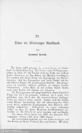 XI. Ueber ein Eilenburger Stadtbuch