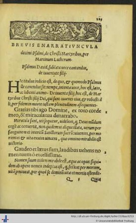 Brevis Enarratiuncula decimi Psalmi, de Christi Martyribus, per Martinum Lutherum.