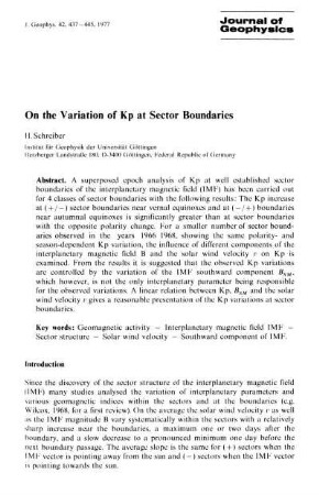 On the variation of Kp at sector boundaries