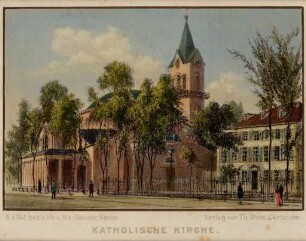 Ansichten Karlsruher Gebäude, Bauwerke und Denkmäler. "Katholische Kirche". Stadtkirche St. Stefan