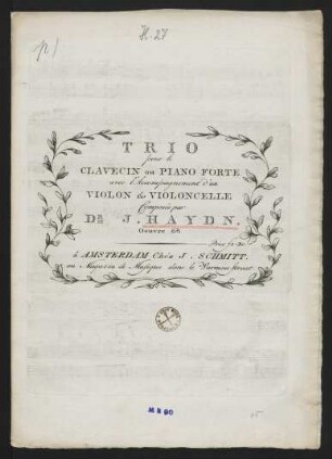 Trio pour le Clavecin ou Piano Forte avec l'Accompagnement d'un Violon & Violoncelle, op. 68