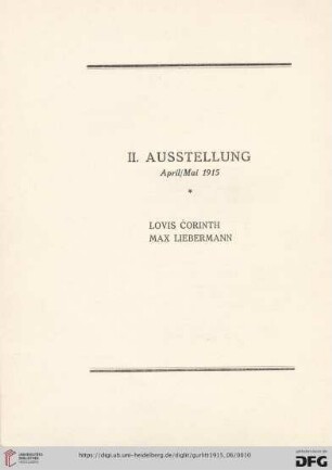 II. Ausstellung April/Mai 1915