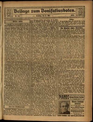 Zweite Ausgabe vom Sonntag, den 18. Mai 1924.