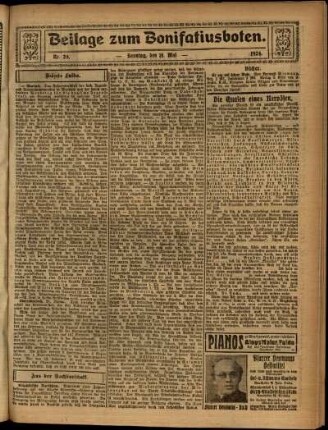 Zweite Ausgabe vom Sonntag, den 18. Mai 1924.