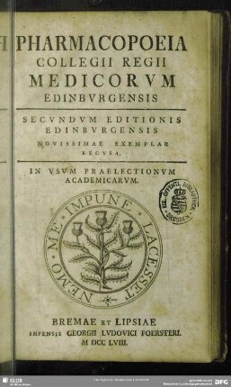 Pharmacopoeia Collegii Regii Medicorum Edinburgensis : In Usum Praelectionum Academicarum
