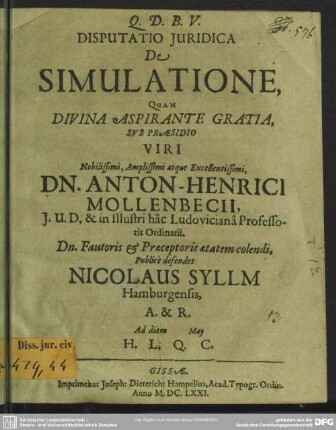 Disputatio de simulatione