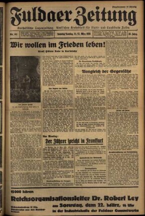 Erste Ausgabe vom Samstag, den 14. März 1936.