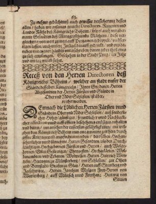 63-67, Receß von den Herren Directoren deß Königreichs Böheim (22. April 1619)