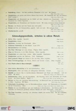 Schmuckgegenstände, Arbeiten in edlem Metall (Nr. 48-67)