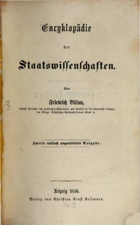 Encyklopädie [Enzyklopädie] der Staatswissenschaften