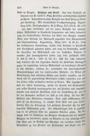 450-453 [Rezension] Broglie, Auguste-Théodore-Paul de, Religion und Kritik
