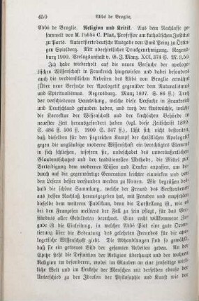 450-453 [Rezension] Broglie, Auguste-Théodore-Paul de, Religion und Kritik