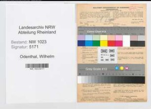 Entnazifizierung Wilhelm Odenthal , geb. 06.02.1905 (Chemiker)
