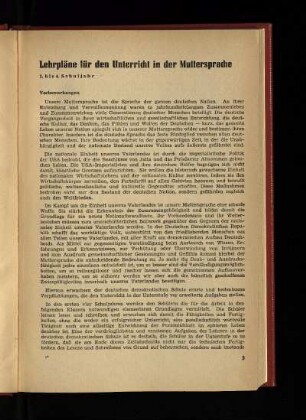 Lehrpläne für den Unterricht in der Muttersprache: 1. - 4. Schuljahr