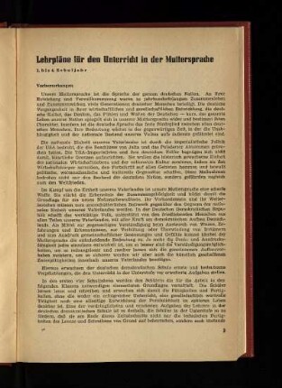 Lehrpläne für den Unterricht in der Muttersprache: 1. - 4. Schuljahr