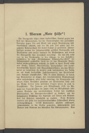 I. Warum "Rote Hilfe"!
