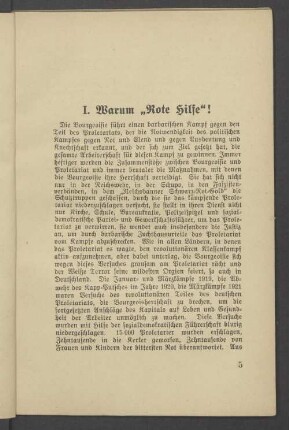 I. Warum "Rote Hilfe"!