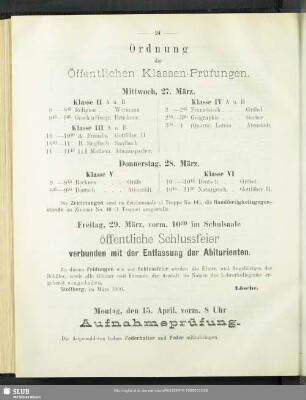 Ordnung der Öffentlichen Klassen-Prüfungen