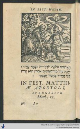 In Fest. Matthiae Apostoli, evangelium Matth. XI.