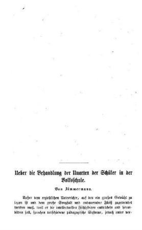 Ueber die Behandlung der Unarten der Schüler in der Volksschule