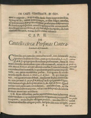 Cap. II. De Cautelis circa Personas Contrahentium observandis.