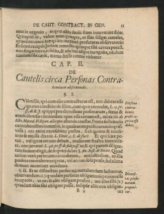 Cap. II. De Cautelis circa Personas Contrahentium observandis.
