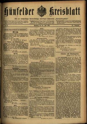 Ausgabe vom Samstag, den 26. Juli 1919.