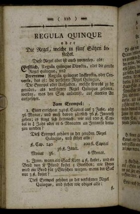 Regula Quinque oder Die Regel, welche in fünf Sätzen bestehet
