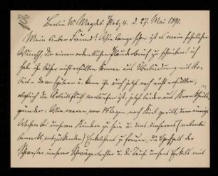 106: Brief von Reinhold Johow an Gottlieb Planck, Berlin, 27.5.1890