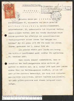 Vertrag zwischen Leo Perutz und Heinrich Bolten-Baeckers