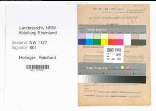 Entnazifizierung Reinhard Hohagen , geb. 13.03.1892 (Apotheker)