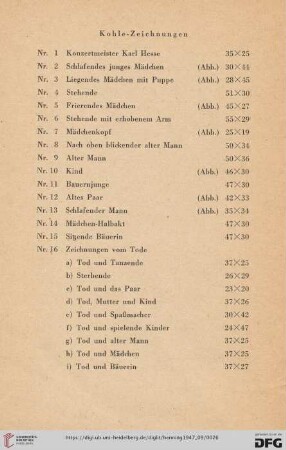 Kohle-Zeichnungen (Nr.1-16i)