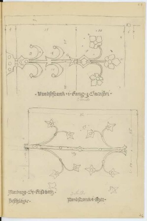 Elisabethkirche, Marburg Skizzen- und Fotoalbum 2: Details Wandschränke in Chor und Sakristei