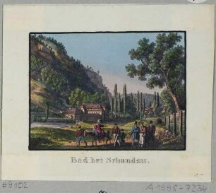 Heilanstalt und Kurbad in Schandau (Bad Schandau) in der Sächsischen Schweiz, aus: "Andenken an die Sächsische Schweiz..." von C. A. Richter, 1820