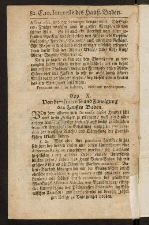 82, Cap. X. Von dem Interesse und Zuneigung des Haußes Baden