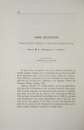 Linee geodetiche tracciate sopra talune superficie.