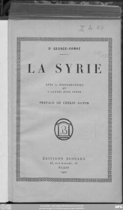 La Syrie : avec 30 photographies et 6 cartes hors texte