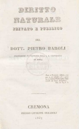 Vol. 5: Diritto naturale privato e pubblico