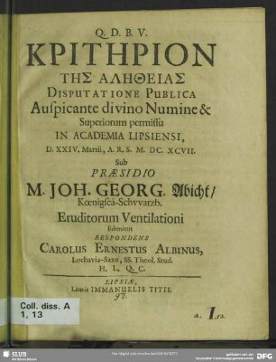Kritērion tēs alētheias disputatione publica