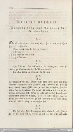 Vierter Abschnitt. Veranstaltung und Treibung der Grubenbaue