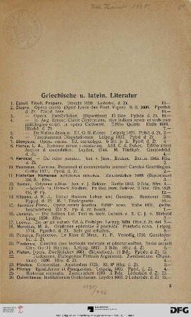 Griechische u. latein. Literatur (Nr. 1-34)