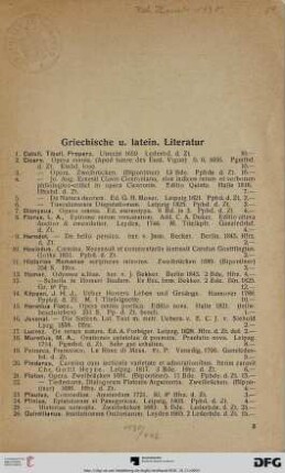 Griechische u. latein. Literatur (Nr. 1-34)